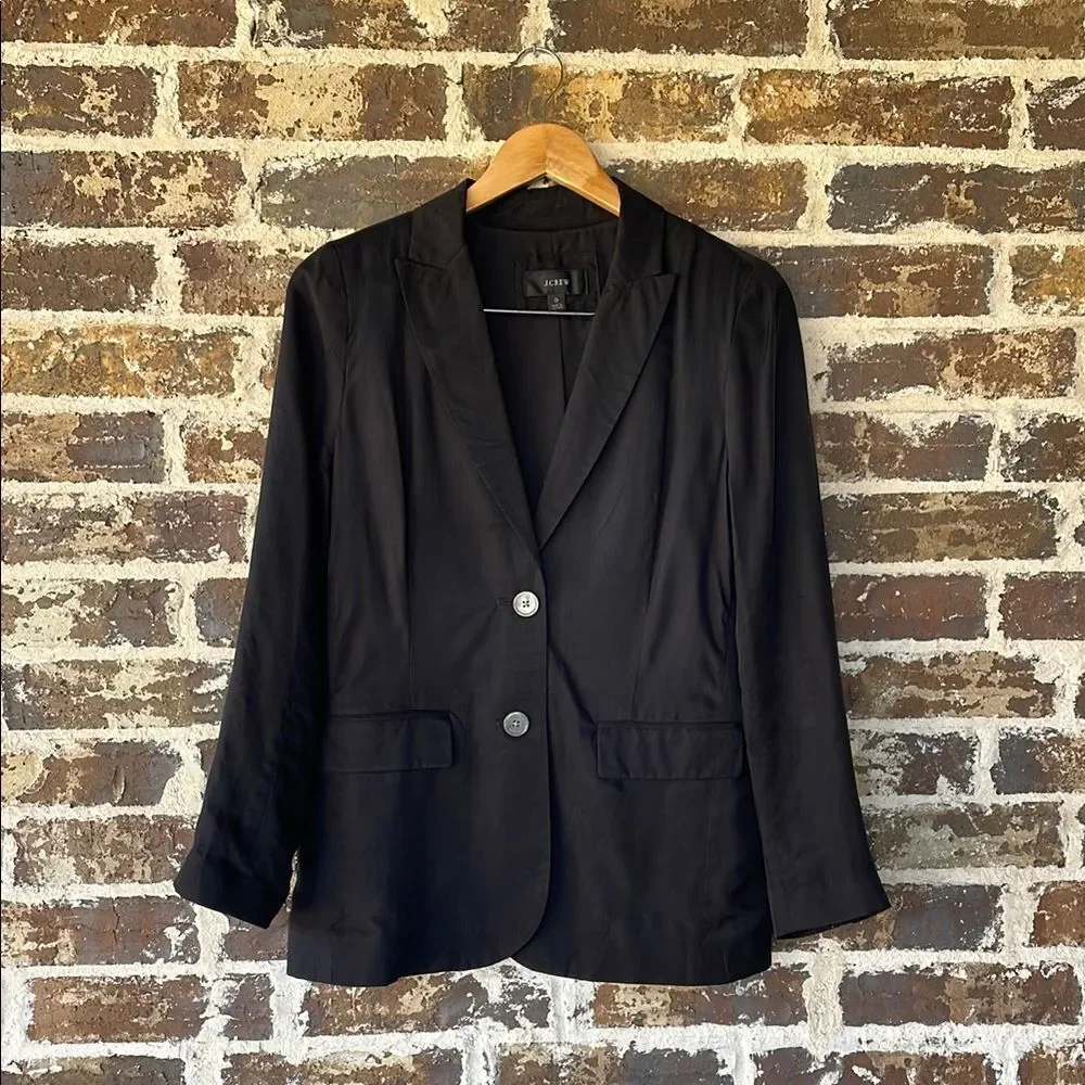 J. Crew Limited-edition drapey long Parke blazer in cupro blend Black Size 0